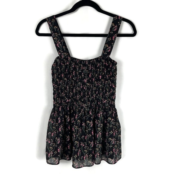 Whimsigoth Black Pink Ditzy Floral Print Camisole Tank Top Size Small Fairy Cute - Picture 1 of 9